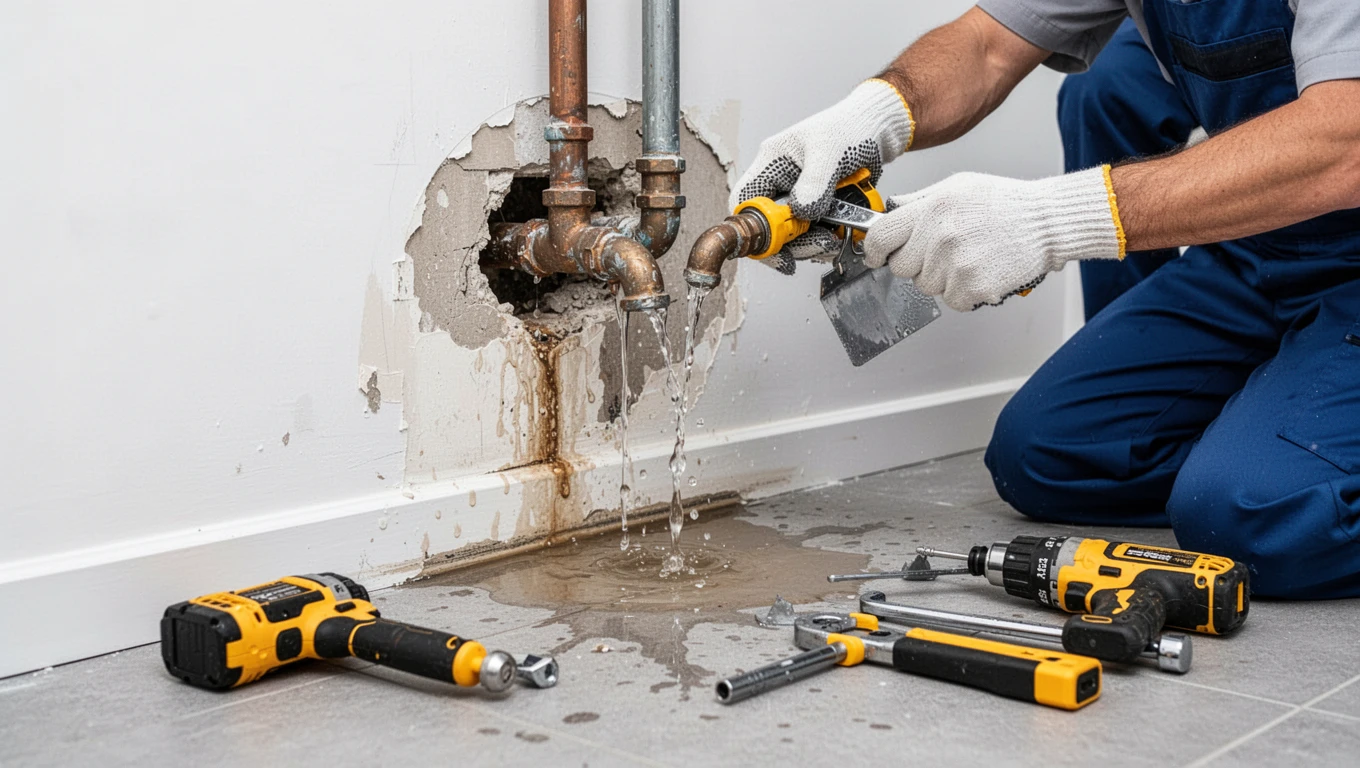 Leaking Pipe Water Damage Repair